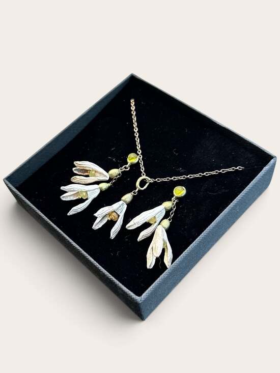 Michael Michaud Jewelry - Michael Michaud Snowdrops Jewelry Set- Pendant Necklace and Dangle Earrings